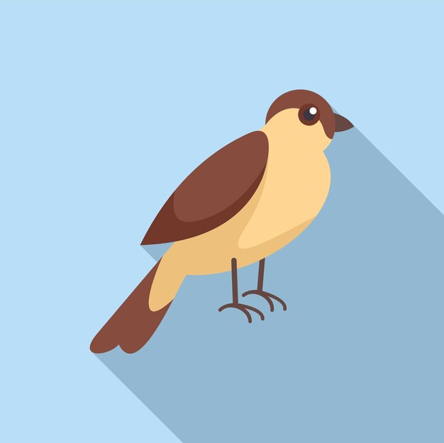 Cute bird standing on blue background with long shadow