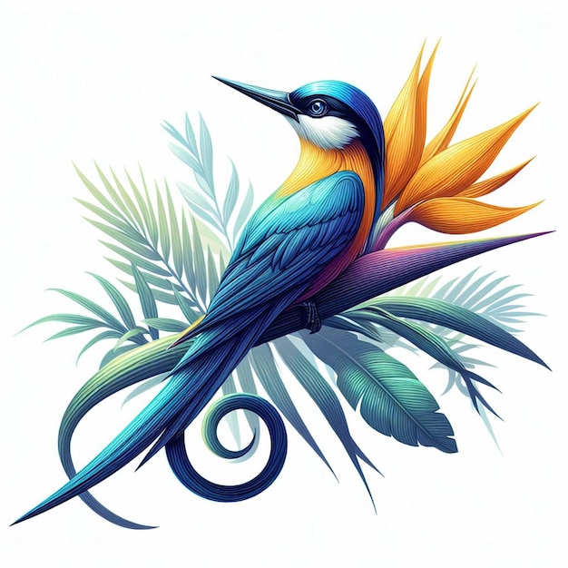 Cute Birds Of Paradise vector cartoon illustration