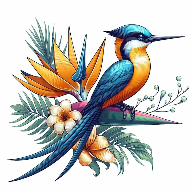 Cute Birds Of Paradise vector cartoon illustration