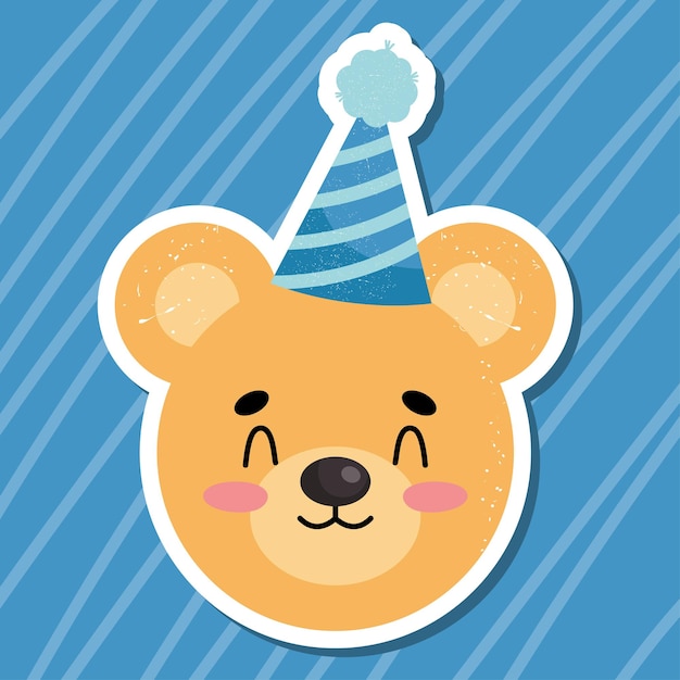 Cute birthday bear illustration design