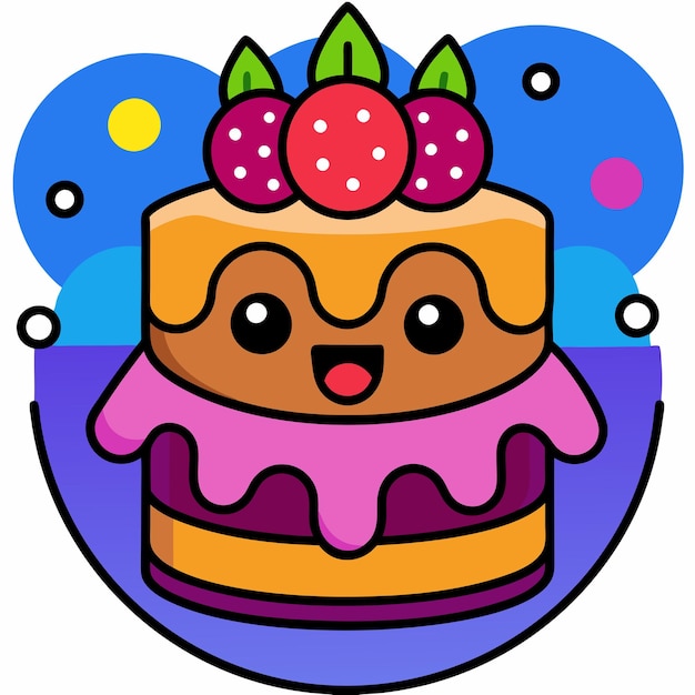 Vector cute birthday cake party cartoon vector icon illustration food holiday icon concept isolated premium vector flat cartoon style