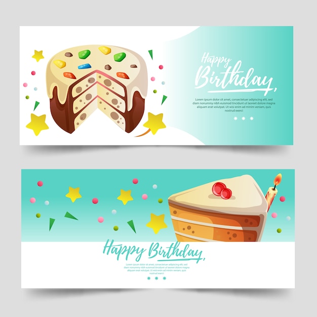 cute birthday theme banner with cute tart