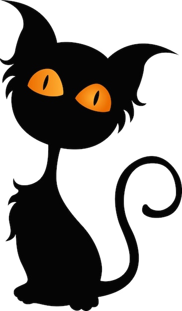 Cute black cat cartoon on white background