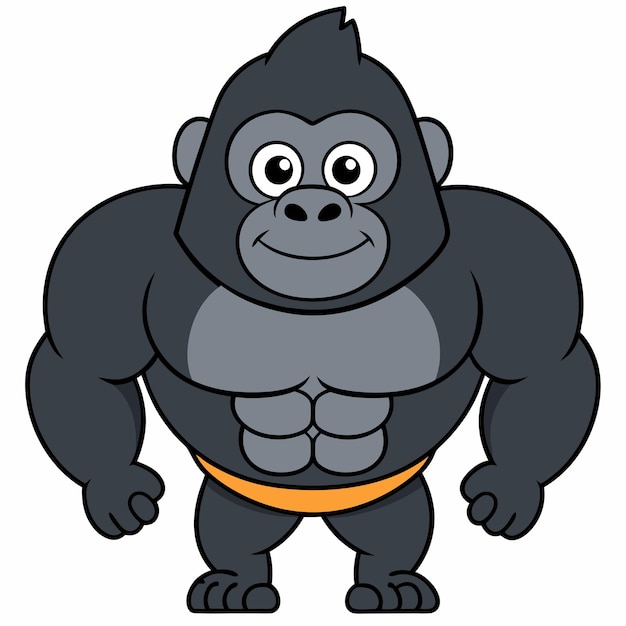 Vector cute black gorilla cartoon vector icons illustration flat cartoon concept suitable for any creative project