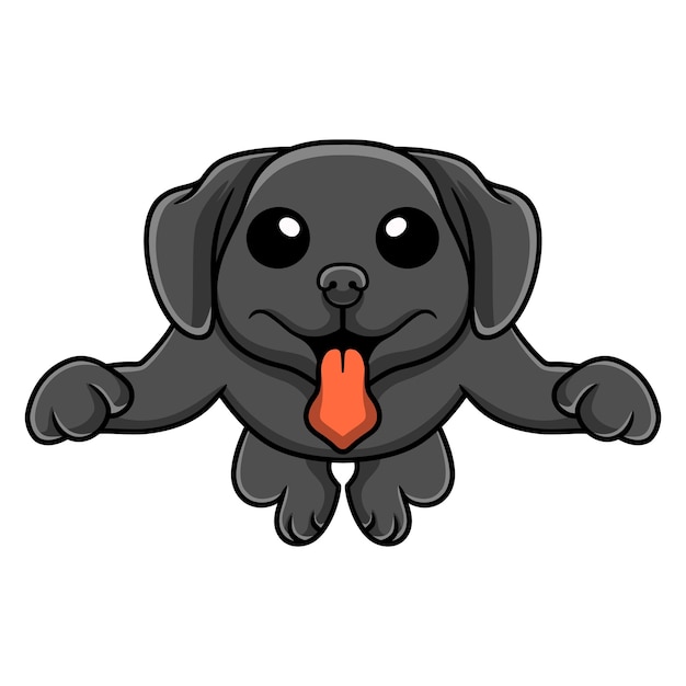 Cute black labrador dog cartoon jumping