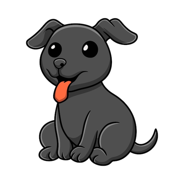 Cute black labrador dog cartoon sitting