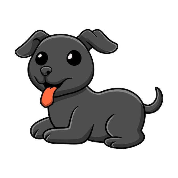 Cute black labrador dog cartoon sitting