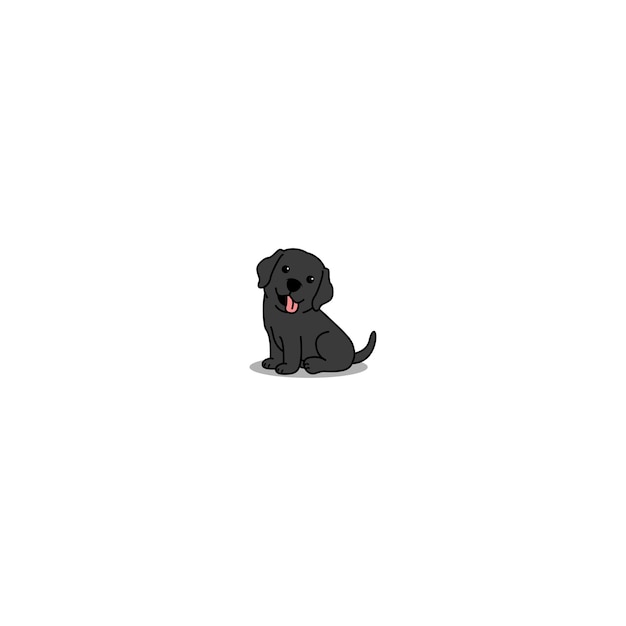 Vector cute black labrador retriever puppy sitting cartoon vector illustration