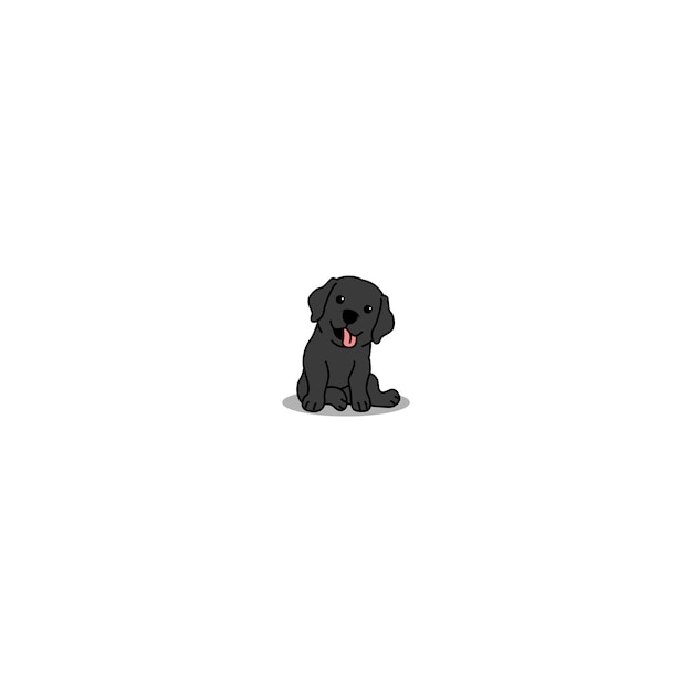 Cute black labrador retriever puppy sitting cartoon vector illustration