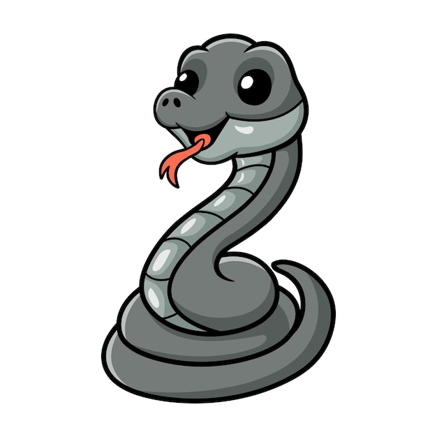 Cute black mamba snake cartoon