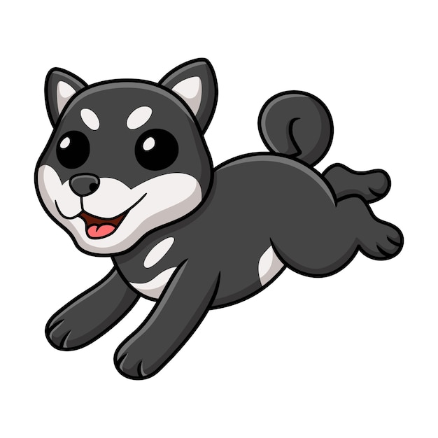 Cute black shiba inu dog cartoon running