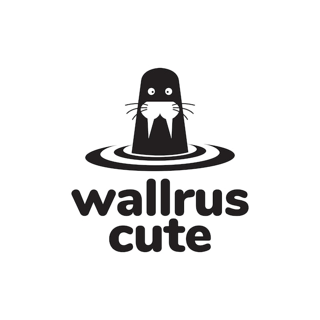 Cute black walrus logo design vector graphic symbol icon illustration creative idea