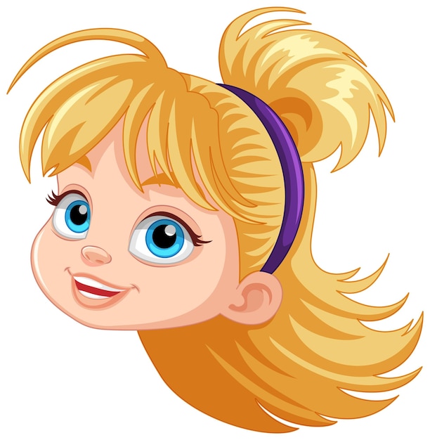 Vector cute blonde girl head with blue eyes