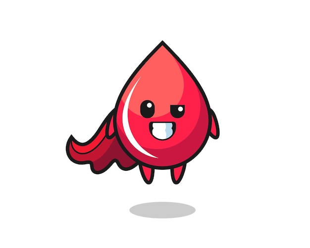 The cute blood drop character as a flying superhero