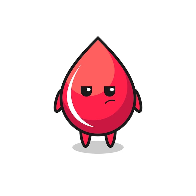 Cute blood drop character with suspicious expression