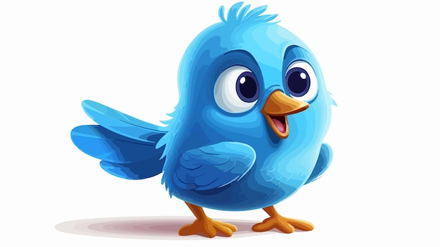 Cute Blue Baby Bird Cartoon Mascot Illustration