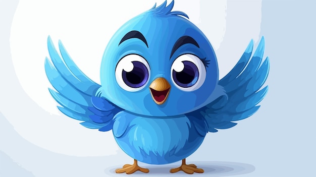 Cute Blue Baby Bird Cartoon Mascot Illustration