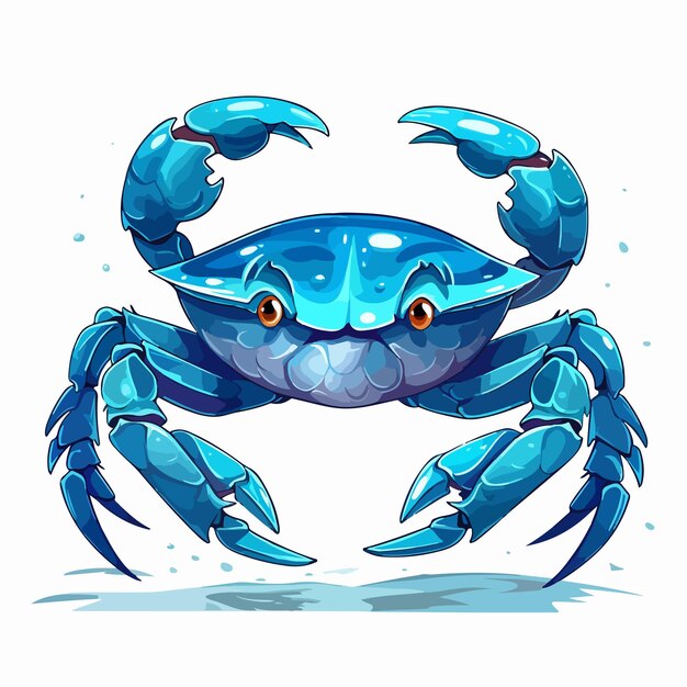 Cute Blue Crab Cartoon Illustration in Vibrant Design Style