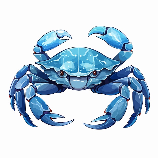 Cute Blue Crab Cartoon Illustration in Vibrant Design Style