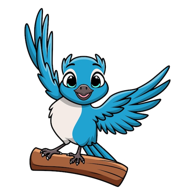 Cute blue jay cartoon on white background