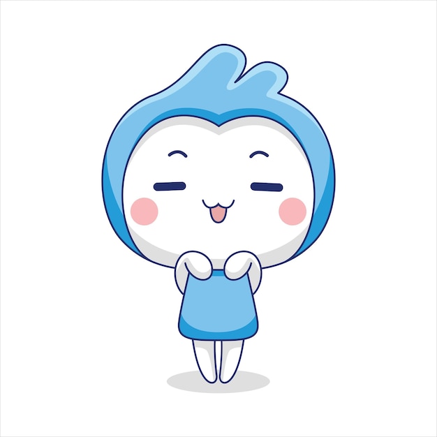 cute blue mascot character in flat design style