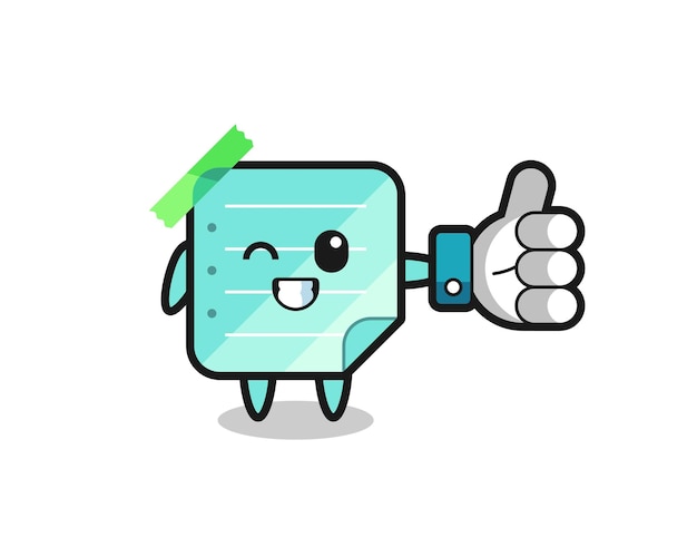 Cute blue sticky notes with social media thumbs up symbol , cute style design for t shirt, sticker, logo element