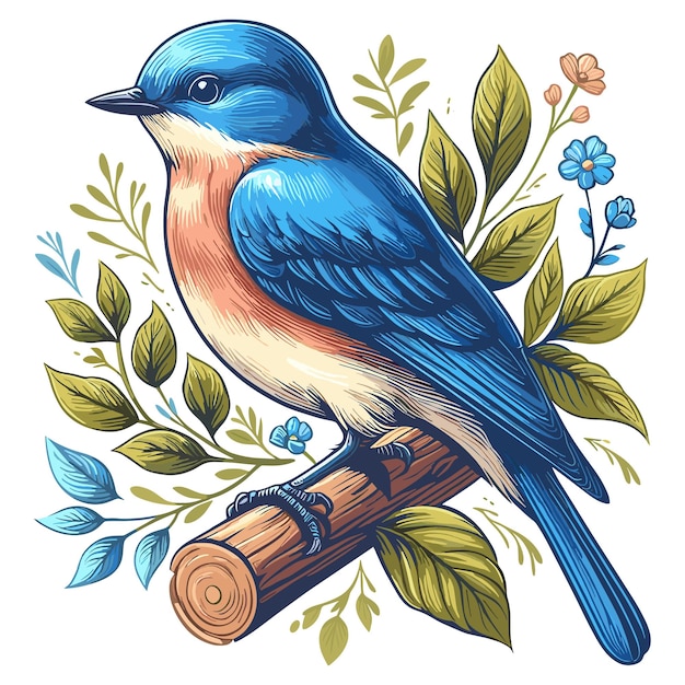 Cute Bluebirds Vector Cartoon illustration