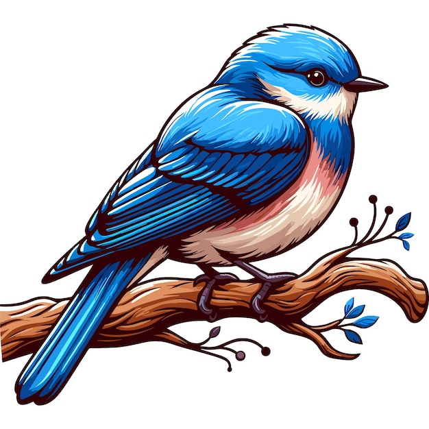 Cute Bluebirds Vector Cartoon illustration