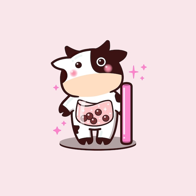 Cute Boba Cow