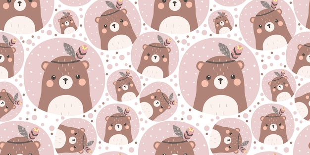 Cute bohemian animals themed seamless pattern