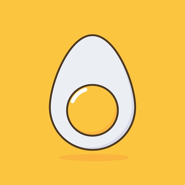 Cute boiled egg cartoon Flat illustration of boiled eggs icon on yellow background Suitable for use in food product design posters or brochures