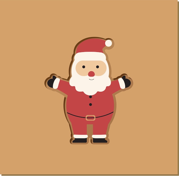 Cute and bold Santa Claus with paper cutout effect of background