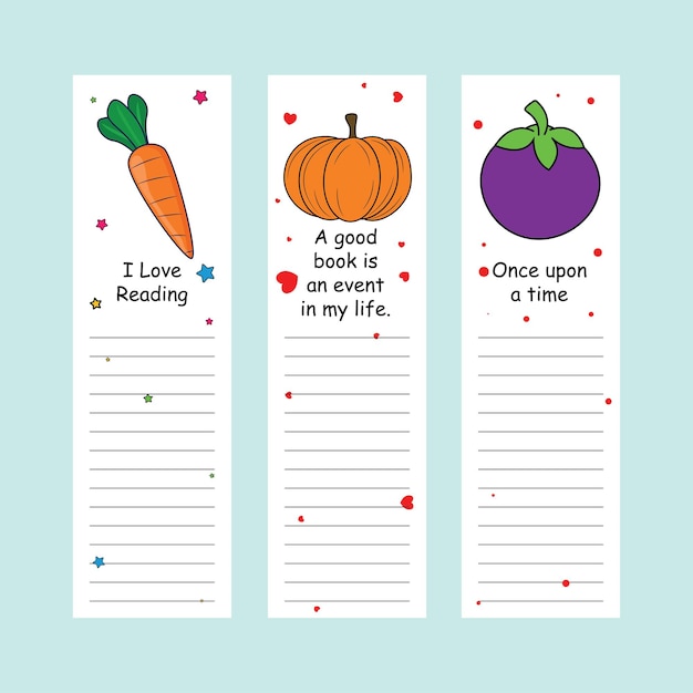 Cute bookmarks with books on color background Paper book mark Design