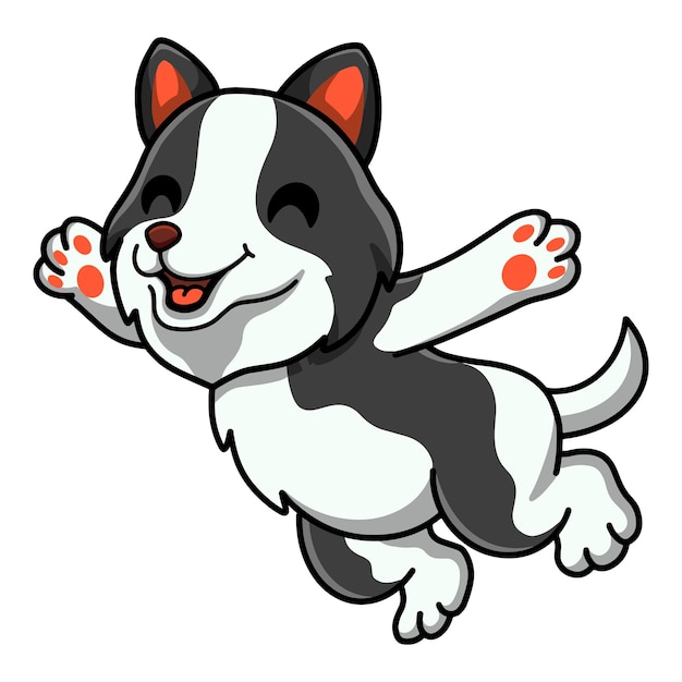 Cute border collie dog cartoon jumping