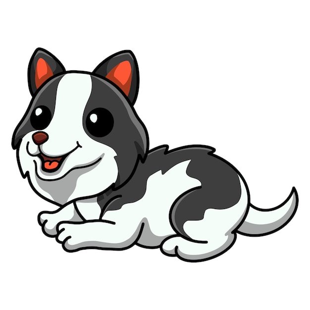 Cute border collie dog cartoon sitting