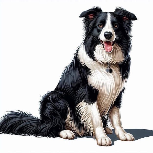 Vector cute border collie dogs vector cartoon illustration