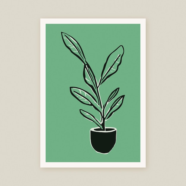 Cute Botanical Minimalist Modern Plant Illustration Floral Art