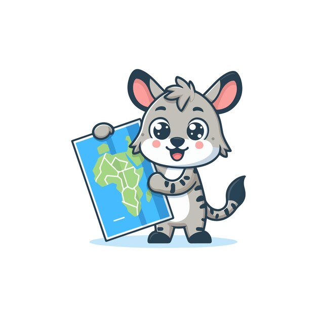 Vector cute botswana map cartoon vector icon illustration animal holiday icon concept isolated