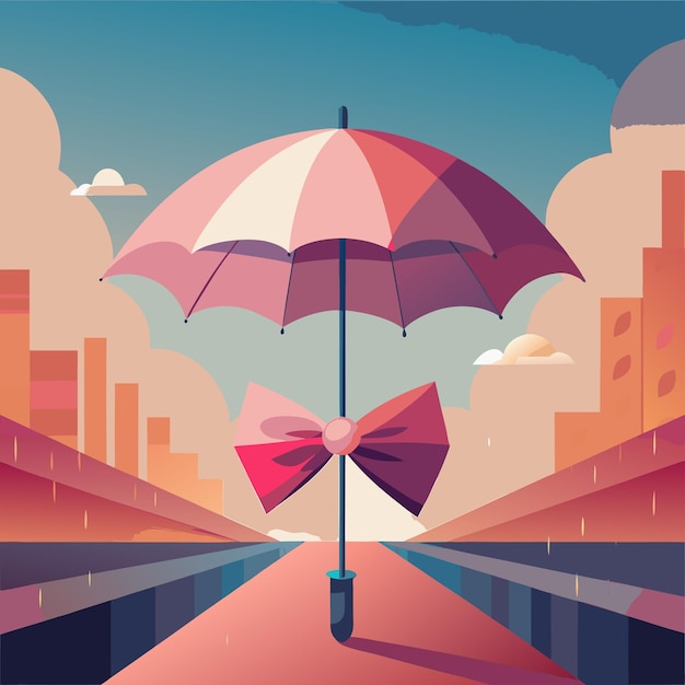 Vector cute bow tie and pink umbrella