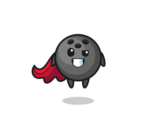 cute bowling ball character as a flying superhero