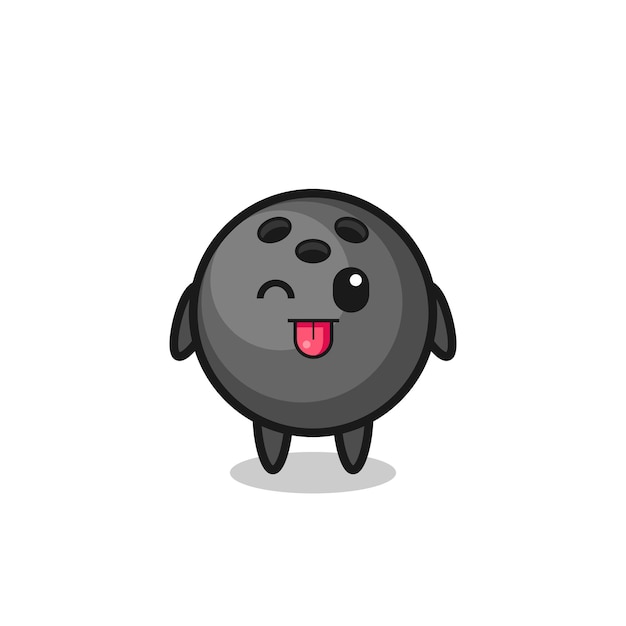 Cute bowling ball character in sweet expression while sticking out her tongue , cute style design for t shirt, sticker, logo element