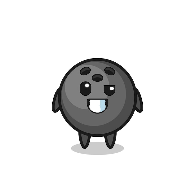 Cute bowling ball mascot with an optimistic face , cute style design for t shirt, sticker, logo element