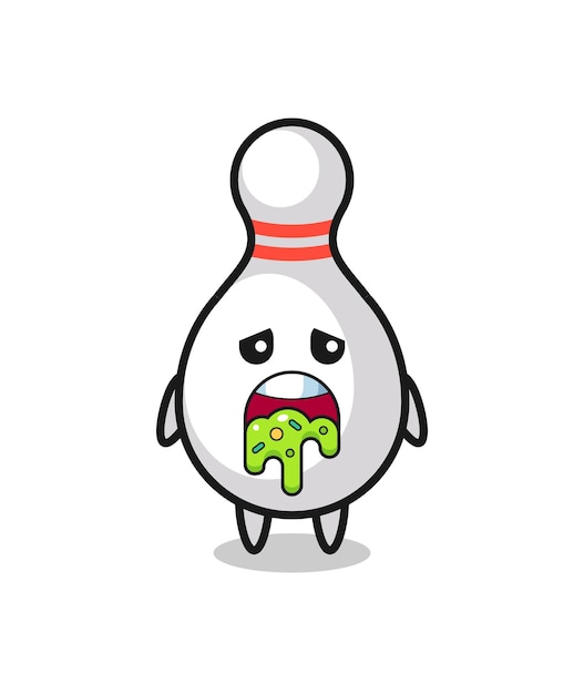 The cute bowling pin character with puke , cute style design for t shirt, sticker, logo element