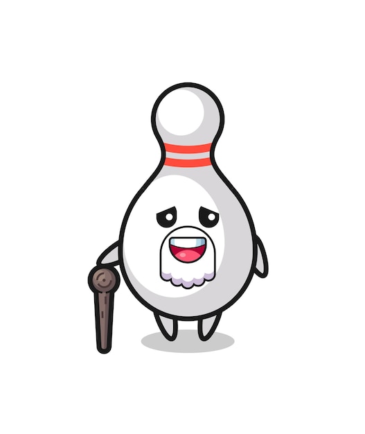 cute bowling pin grandpa is holding a stick , cute style design for t shirt, sticker, logo element