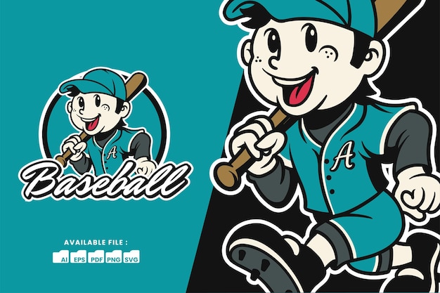 Cute Boy Baseball Mascot Vector Illustration