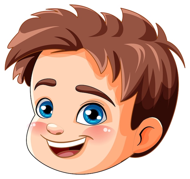 Cute boy cartoon face isolated