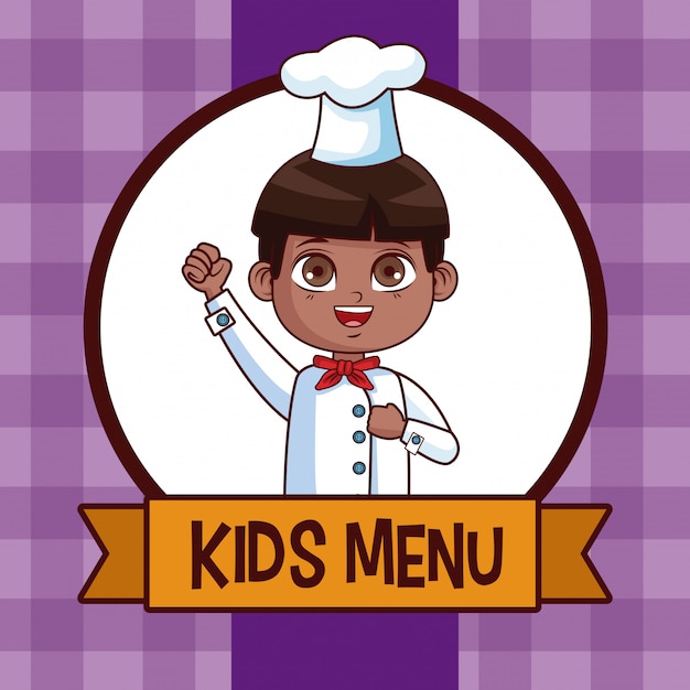 Cute boy chef cartoon kids menu 