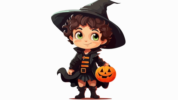 Cute Boy in Halloween Costume Clipart Vector Isolated Illustration