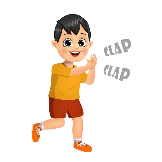 Cute boy kid clapping 