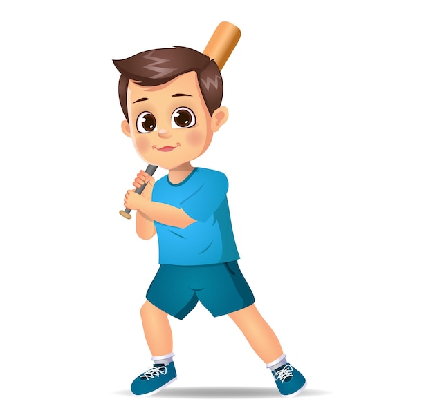 Cute boy kid playing baseball